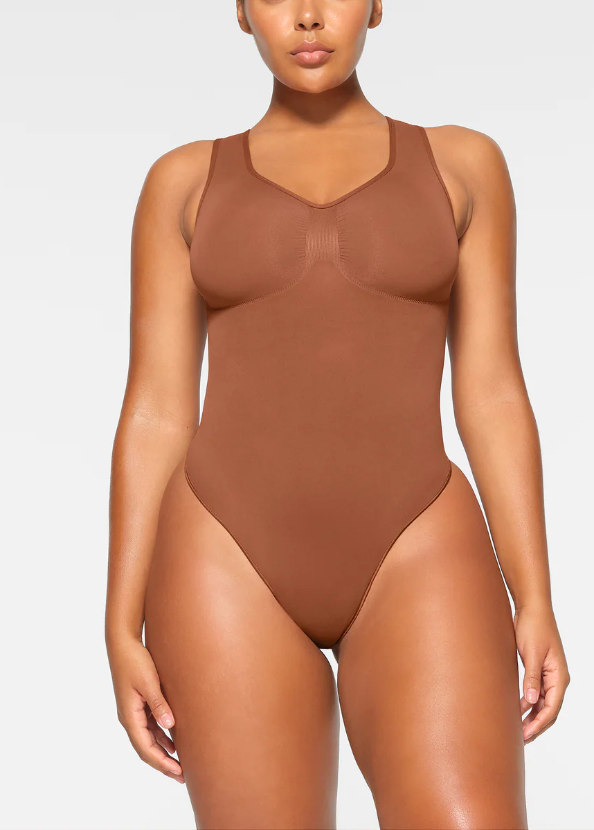 customizable scoop neck thong bodysuit 